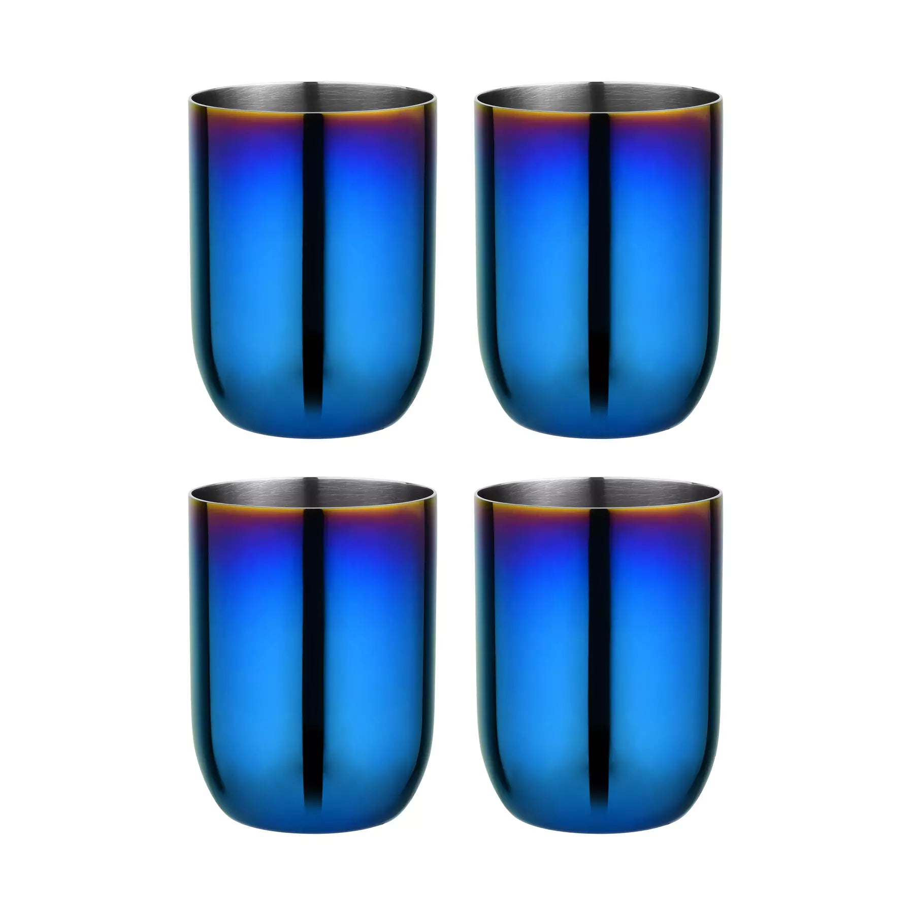 Four Conscious Cups that are 12 ounces each - stainless steel, durable, dishwasher safe, and so cute