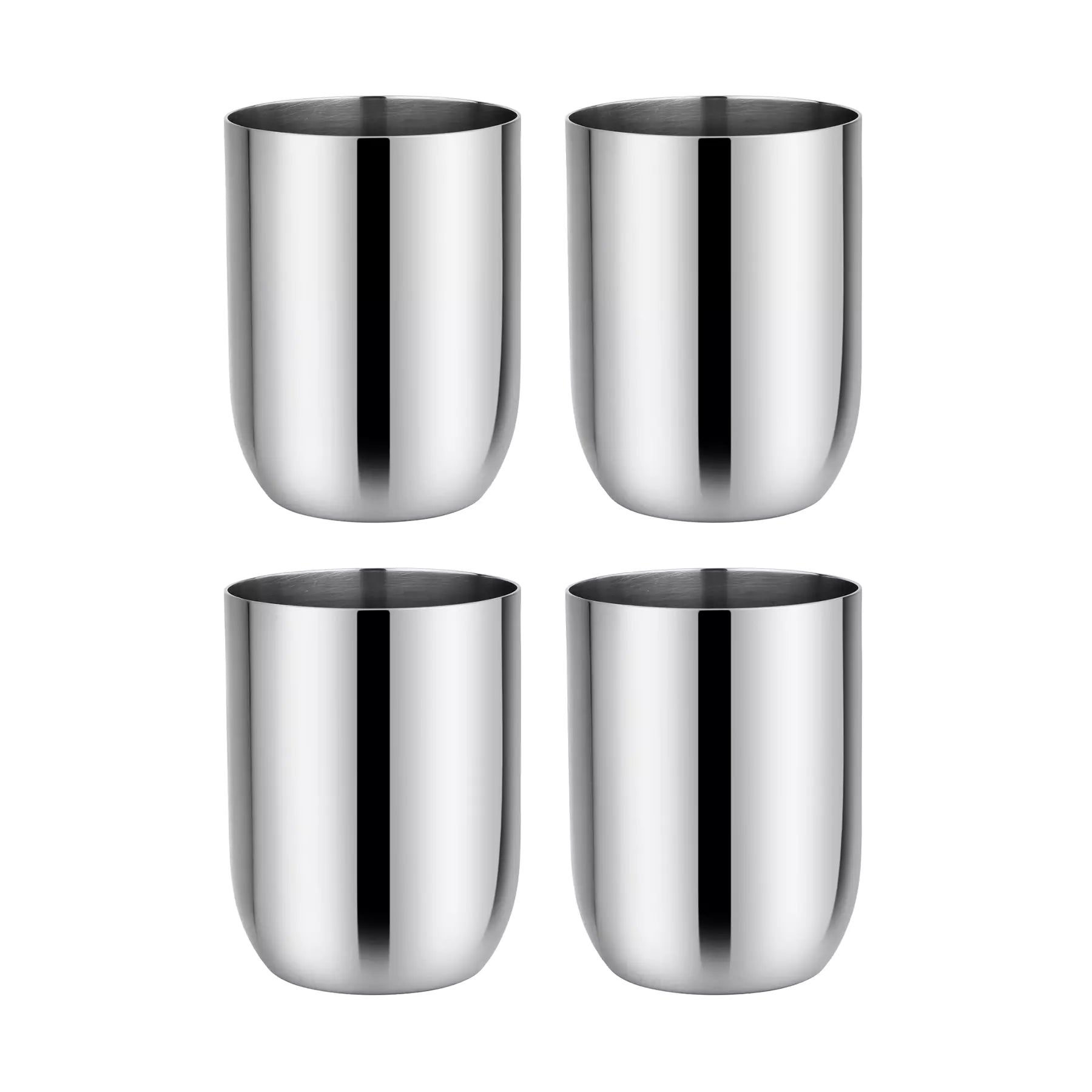 Four stainless steel classic or silver 12 ounce cups, set of 4, for kids