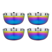 4 rainbow stainless steel bowls, 14 ounces each, perfect for toddlers, kids, and adults